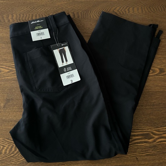 Eddie Bauer Black Rip Stop Crop Pants New - Picture 1 of 6